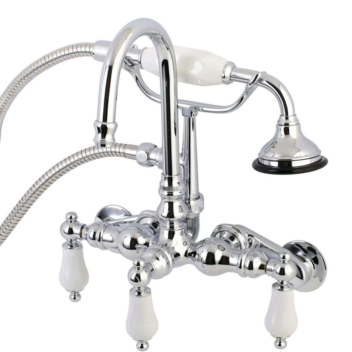 Aqua Vintage Wall Mount Clawfoot Tub Faucets in Polished Chrome