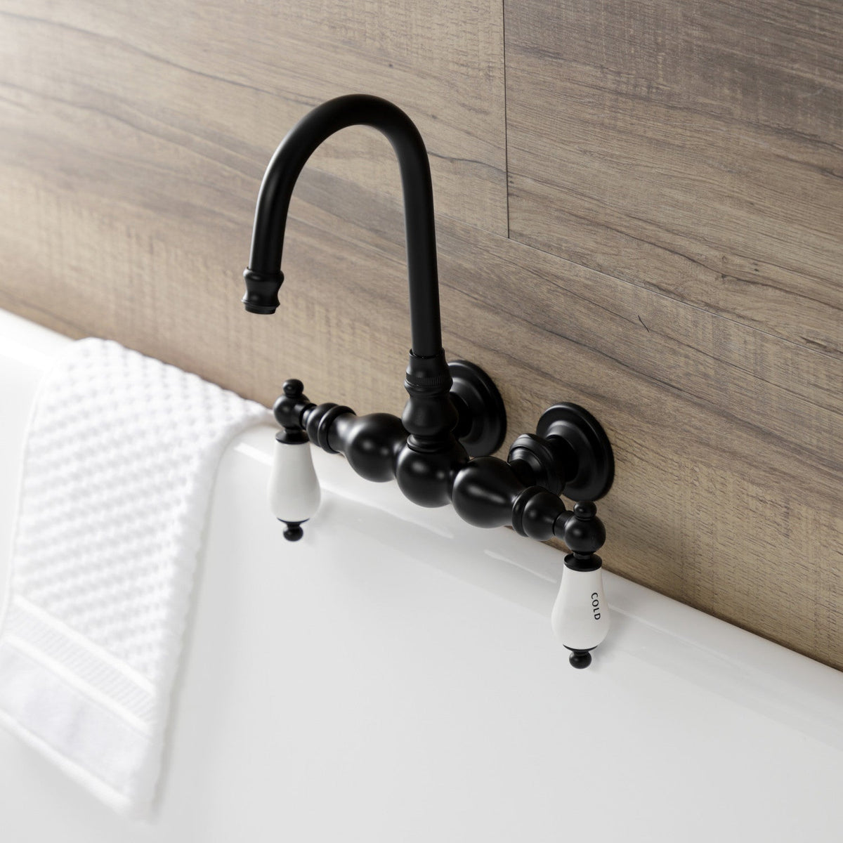 Aqua Vintage 3-3/8 Inch Wall Mount Tub Faucet in Matte Black