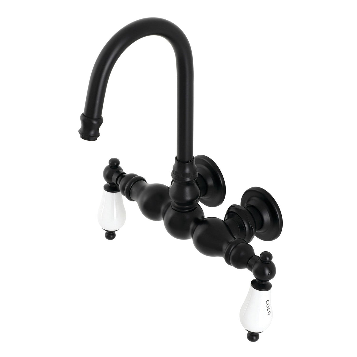 Aqua Vintage 3-3/8 Inch Wall Mount Tub Faucet in Matte Black