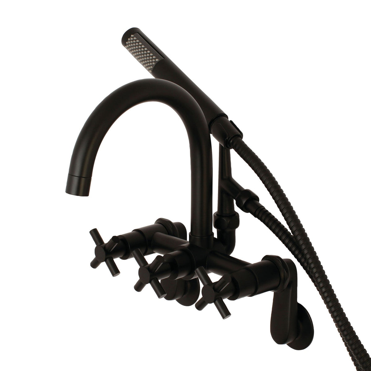 Aqua Vintage Concord 7-Inch Adjustable Wall Mount Tub Faucet in Matte Black