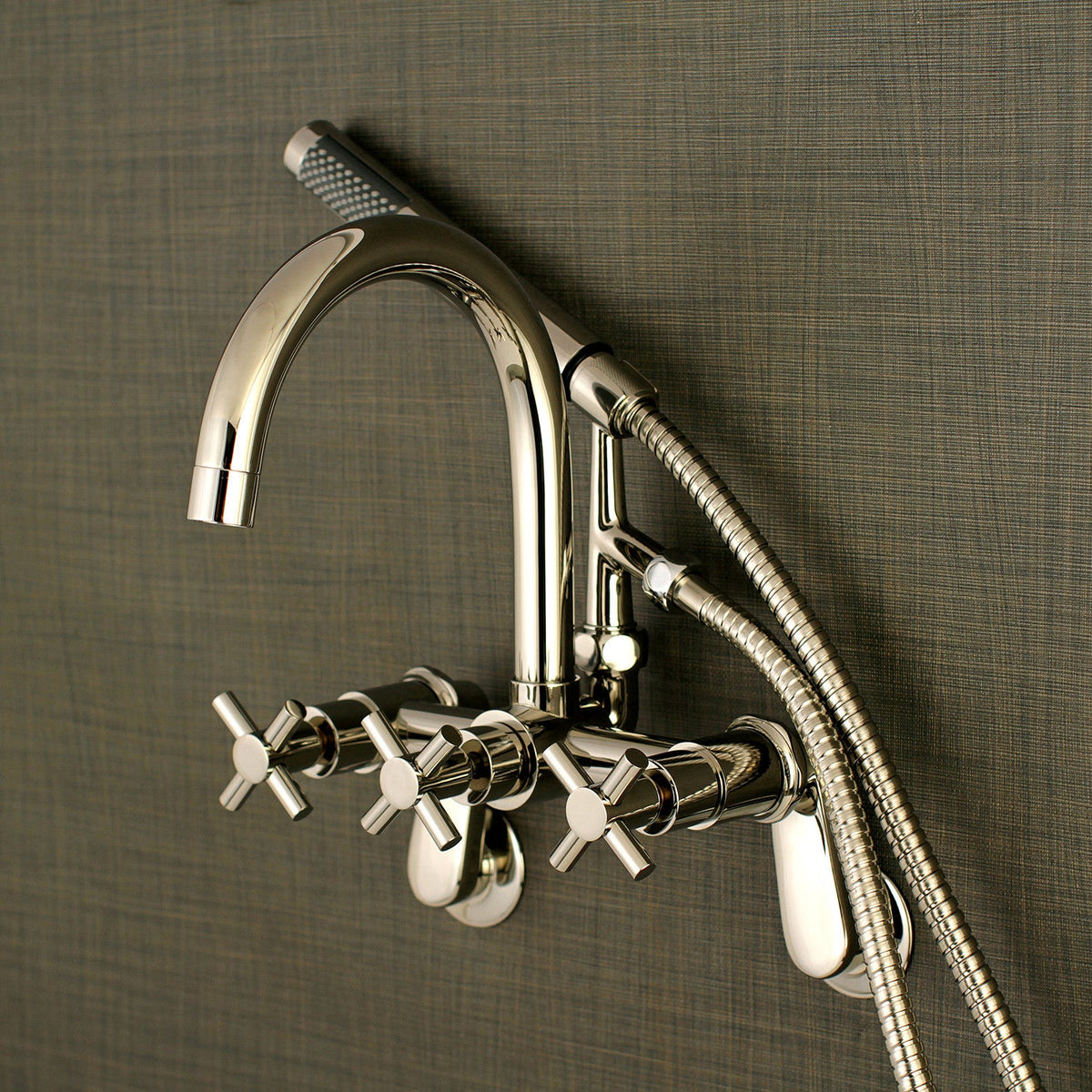 Aqua Vintage Concord 7-Inch Adjustable Wall Mount Tub Faucet in Polished Nickel