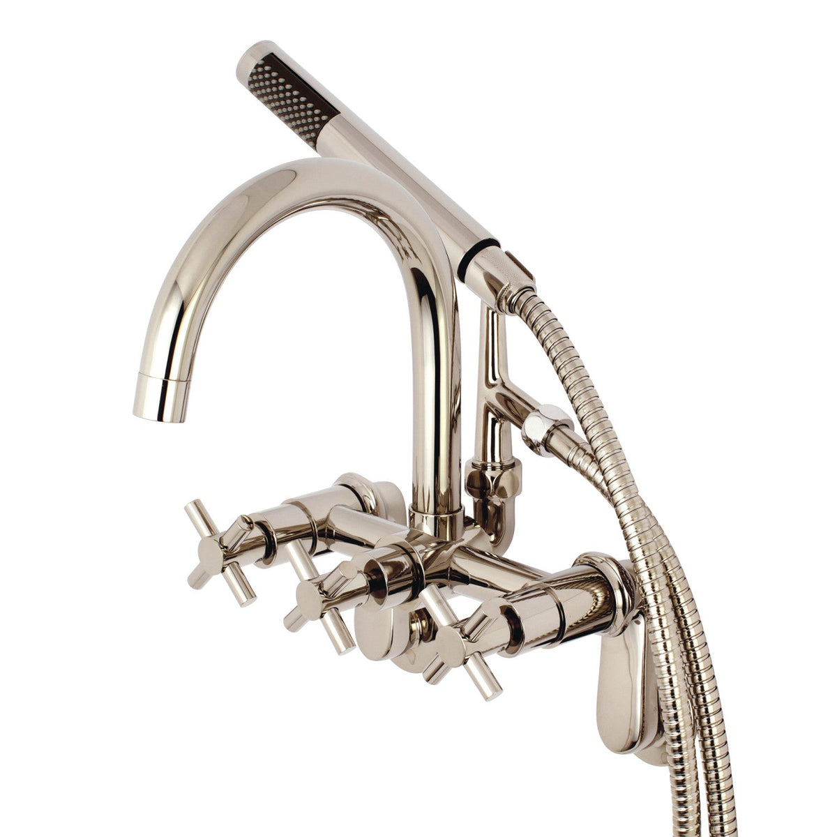 Aqua Vintage Concord 7-Inch Adjustable Wall Mount Tub Faucet in Polished Nickel