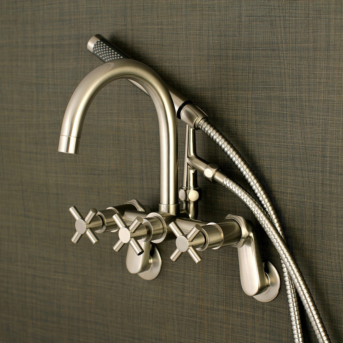 Aqua Vintage Concord 7-Inch Adjustable Wall Mount Tub Faucet in Brushed Nickel