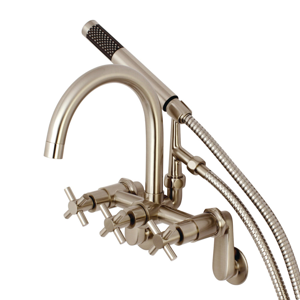 Aqua Vintage Concord 7-Inch Adjustable Wall Mount Tub Faucet in Brushed Nickel