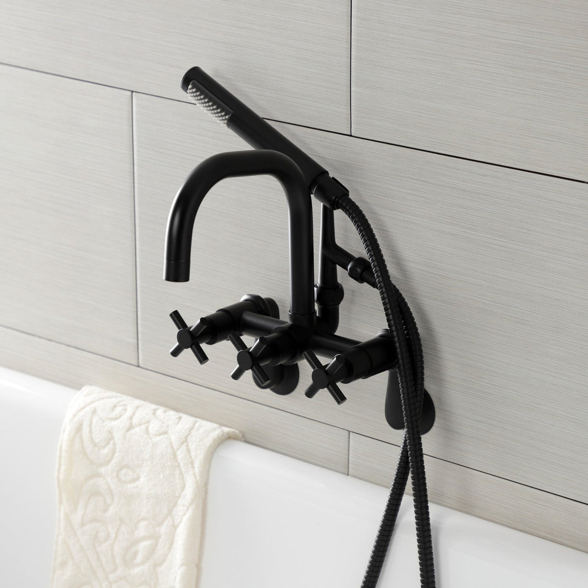 Aqua Vintage Concord Wall Mount Clawfoot Tub Faucet in Matte Black