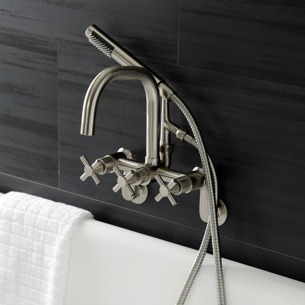 Aqua Vintage Concord Wall Mount Clawfoot Tub Faucet in Brushed Nickel