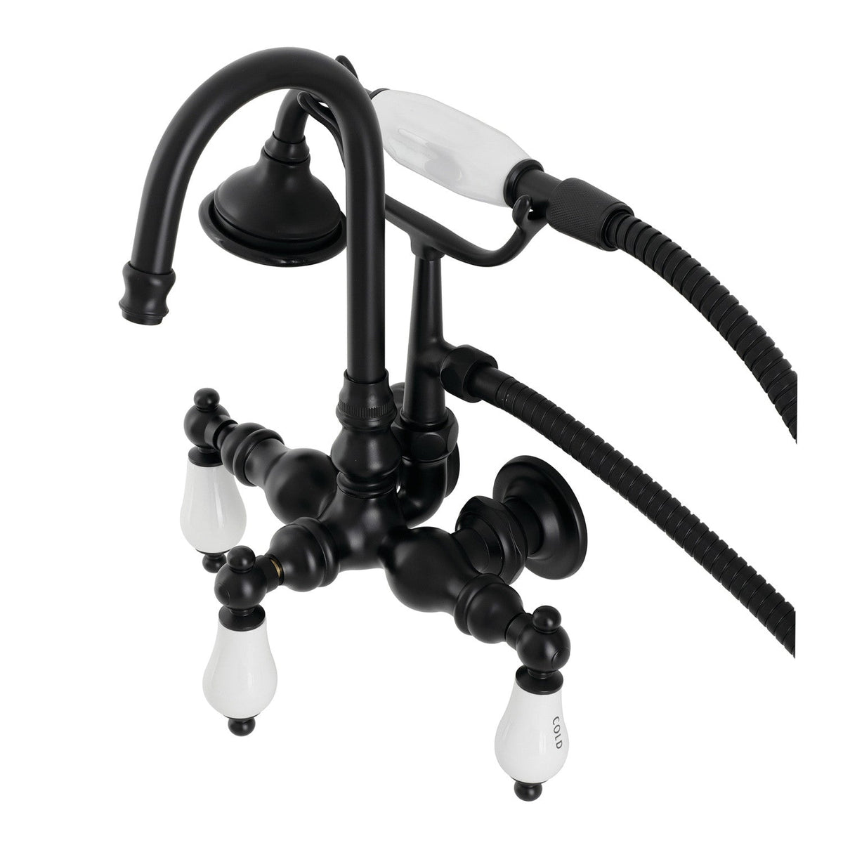 Aqua Vintage Wall Mount Clawfoot Tub Faucet in Matte Black