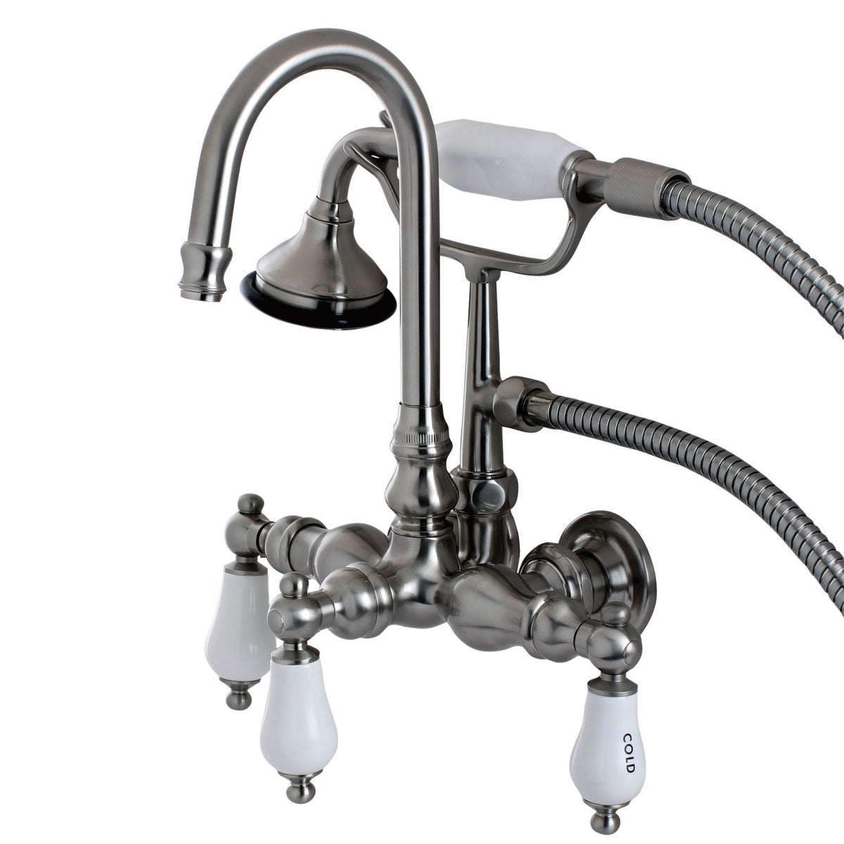 Aqua Vintage Wall Mount Clawfoot Tub Faucet in Brushed Nickel
