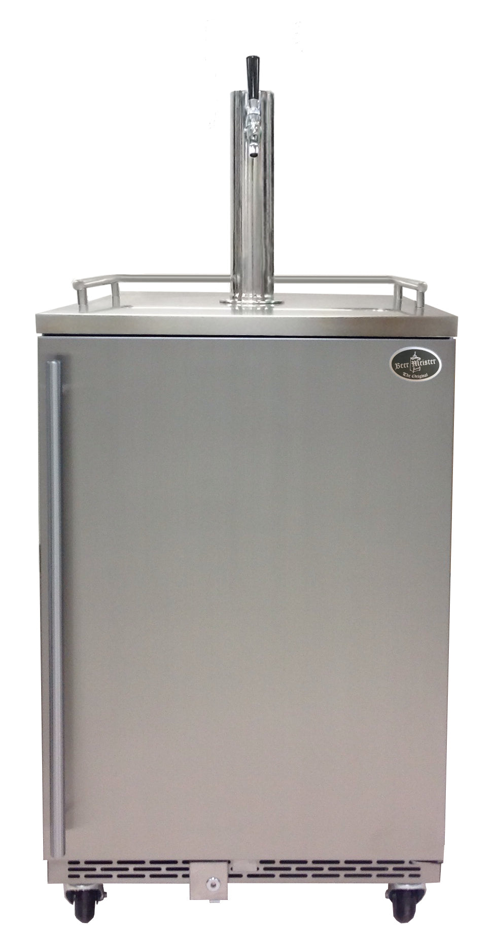 Stainless beer refrigerator single-tower unit with tap platform and base drip grate