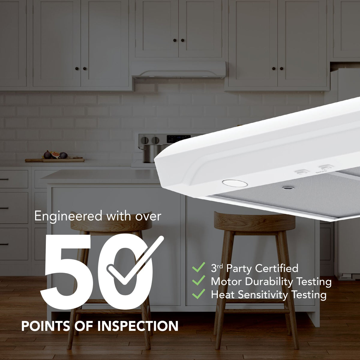 Broan-NuTone Alta 30-Inch 350 CFM 2-Speed Convertible Under Cabinet Range Hood in White (ALT1303WW)