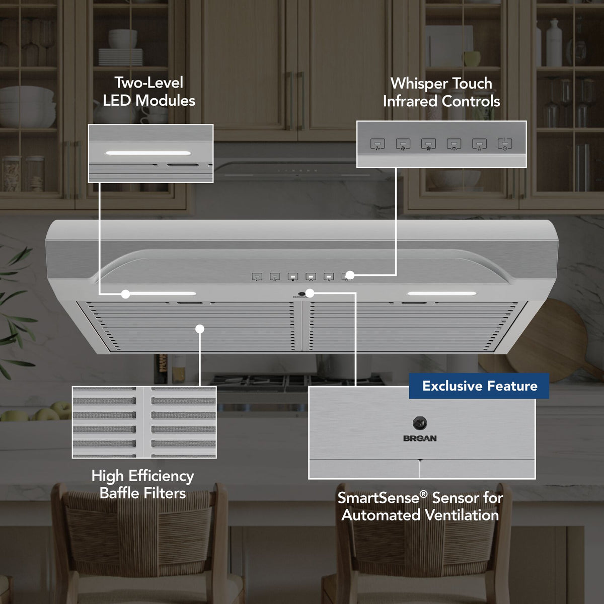 Broan-NuTone Alta 30-Inch 640 CFM Convertible Under Cabinet Range Hood in Stainless Steel (ALT4306SS)
