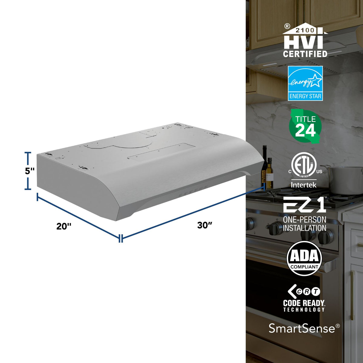 Broan-NuTone Alta 30-Inch 640 CFM Convertible Under Cabinet Range Hood in Stainless Steel (ALT4306SS)