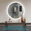 Parrot Uncle SmartReflect Modern Round LED Dimmable Anti-Fog Frameless Bathroom Vanity Mirror