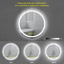 Parrot Uncle SmartShine Contemporary LED Dimmable Round Anti-Fog Backlit Bathroom Vanity Mirror