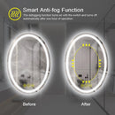 Parrot Uncle SmartReflex Oval LED Mirror Backlit 3000K-6400K Frameless Anti-Fog Dimmable Bathroom/Vanity Mirror