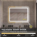 Parrot Uncle GlareGuard Rectangular Anti-Fog Dimmable Backlit LED Bathroom Vanity Mirror