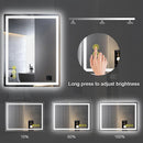 Parrot Uncle GlareGuard Rectangular Anti-Fog Dimmable Backlit LED Bathroom Vanity Mirror