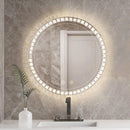 Parrot Uncle Sparkle Vision round 24 in LED Wall-Mounted Frameless Bathroom Vanity Mirror with Anti-Fog,Smart Dimmable and 3 LED Color