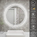 Parrot Uncle Sparkle Vision round 24 in LED Wall-Mounted Frameless Bathroom Vanity Mirror with Anti-Fog,Smart Dimmable and 3 LED Color
