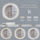 Parrot Uncle Sparkle Vision round 24 in LED Wall-Mounted Frameless Bathroom Vanity Mirror with Anti-Fog,Smart Dimmable and 3 LED Color