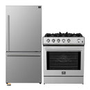 Forno 2-Piece Appliance Package - 30-Inch Gas Range & Refrigerator in Stainless Steel
