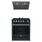 Forno 2-Piece Appliance Package - 30-Inch Gas Range & Under Cabinet Range Hood in Black with Stainless Steel Trim