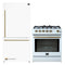 Forno 2-Piece Appliance Package - 30-Inch Gas Range & Refrigerator in White with Antique Brass Trim