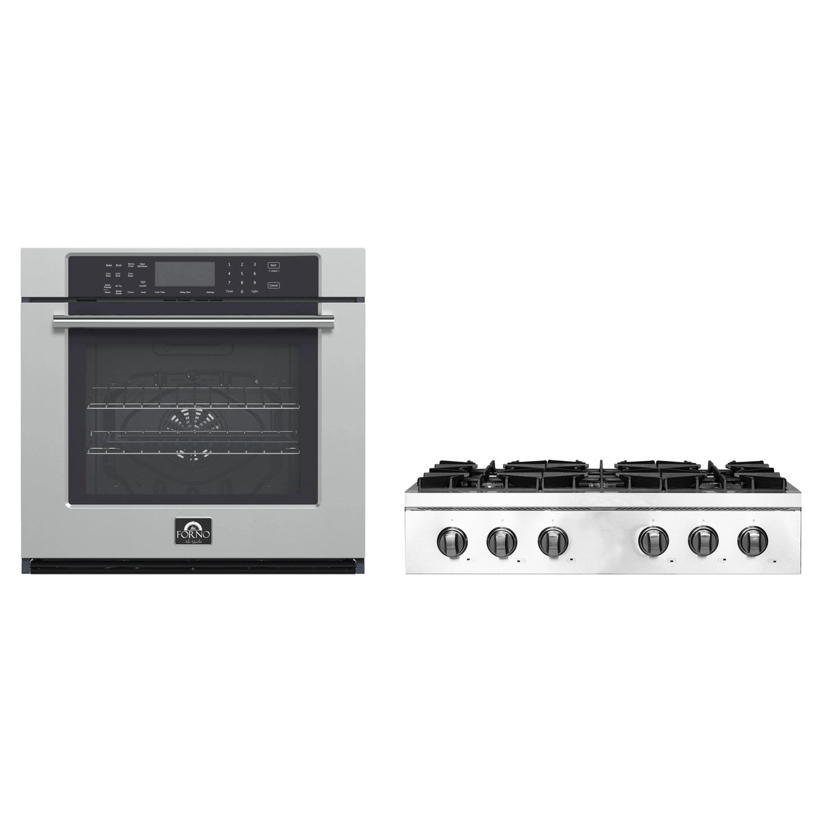 Forno 2-Piece Appliance Package - 36-Inch Lseo Gas Rangetop & Wall Oven in Stainless Steel
