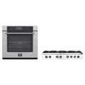 Forno 2-Piece Appliance Package - 48-Inch Lseo Gas Rangetop & Wall Oven in Stainless Steel