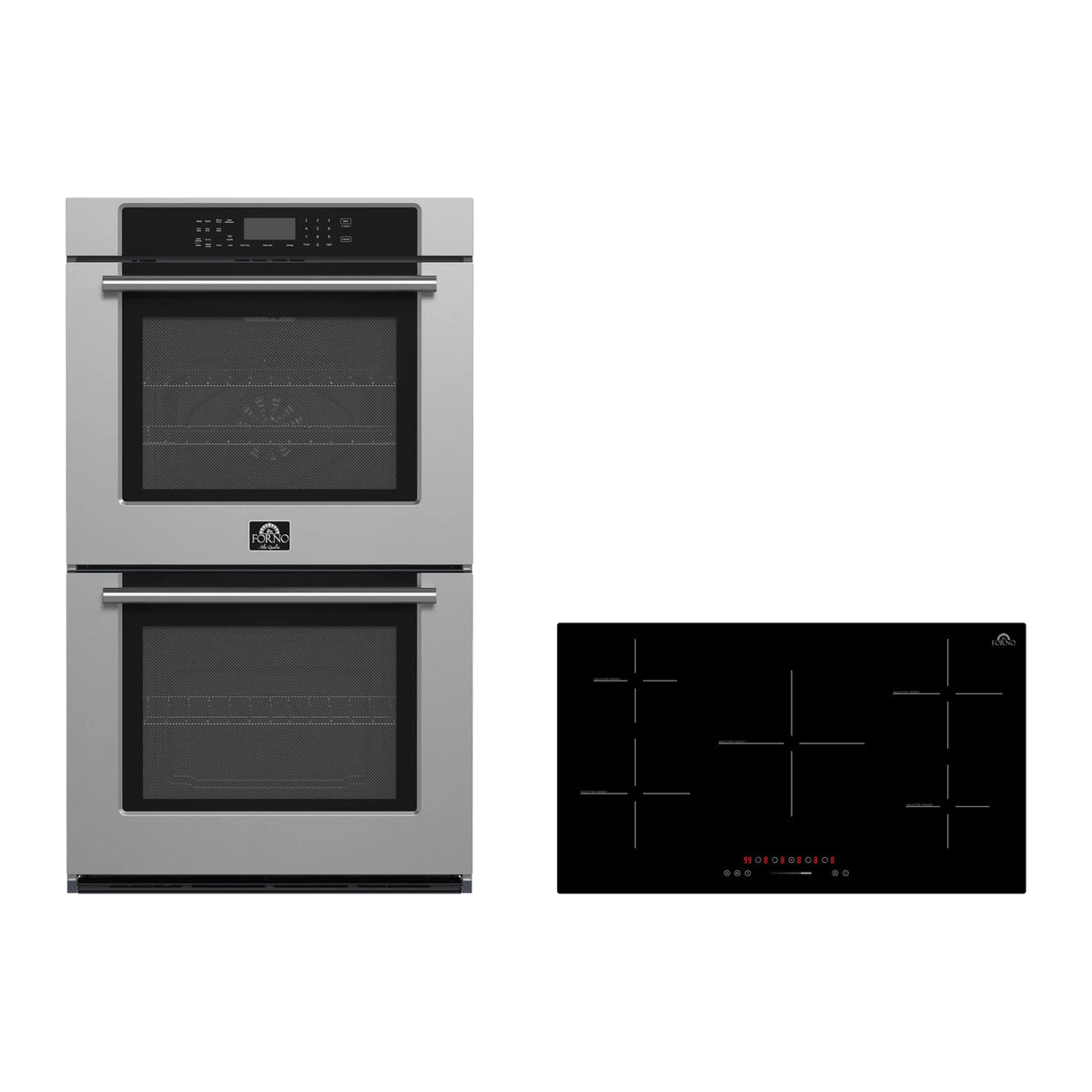 Forno 2-Piece Appliance Package - 36-Inch Parco Induction Cooktop & Villarosa Double Electric Wall Oven in Stainless Steel