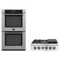 Forno 2-Piece Appliance Package - 30-Inch Spezia Gas Rangetop & Villarosa Double Electric Wall Oven in Stainless Steel