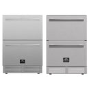 Forno 2 - Piece Appliance Package - 24-Inch Built-In Indoor/Outdoor Drawer Freezer and 24-Inch Drawer Refrigerator in Stainless Steel