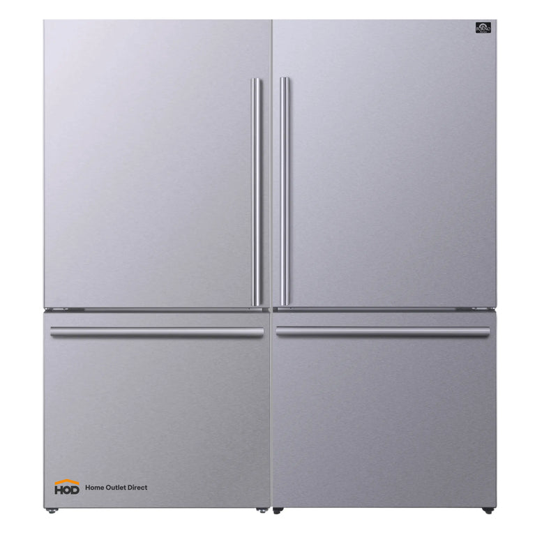 Forno Milano Espresso Package - 62-Inch, 34.4 cu. ft.  Refrigerators with Bottom Freezers in Stainless Steel