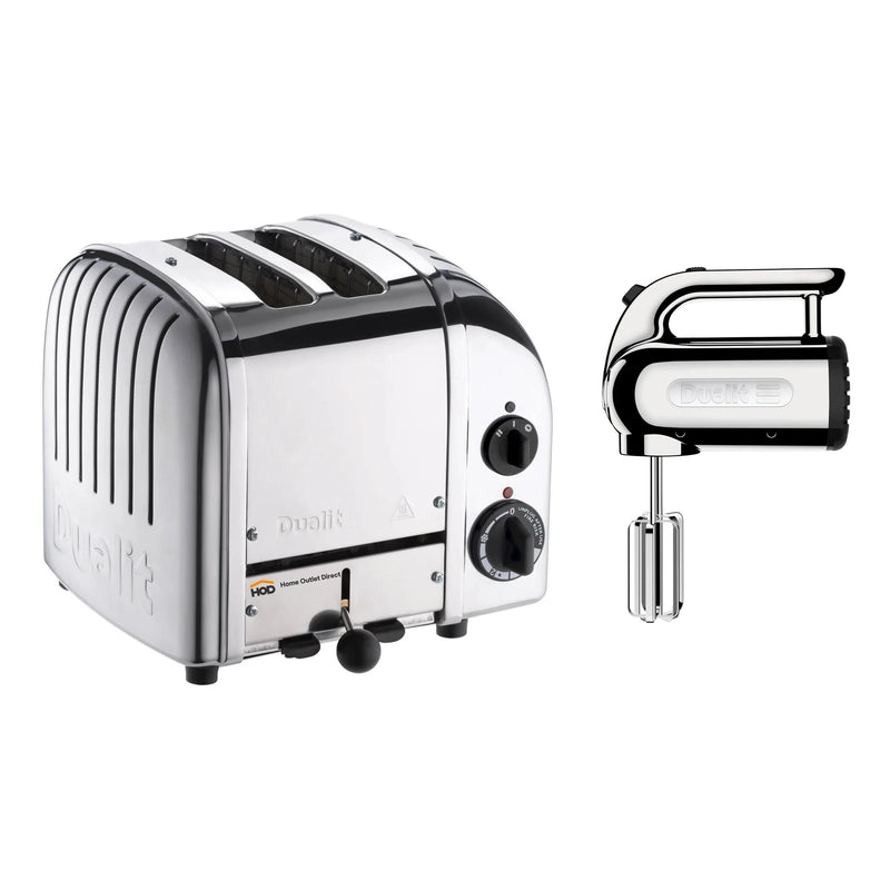 Dualit Small Appliance Package with 2-Slice Toaster and Hand Mixer in Polished Chrome