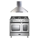 Verona 2-Piece Appliance Package - 36-Inch Dual Fuel Range with Double Oven and Wall Mount Range Hood in Stainless Steel