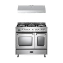 Verona 2-Piece Appliance Package - 36-Inch Dual Fuel Range with Double Oven and Under Cabinet Range Hood in Stainless Steel