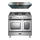 Verona 2-Piece Appliance Package - 36-Inch Dual Fuel Range with Double Oven and Under Cabinet Range Hood in Stainless Steel