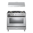 Verona 2-Piece Appliance Package - 36-Inch Dual Fuel Range with 5 Sealed Burners and Under Cabinet Range Hood in Stainless Steel