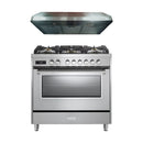 Verona 2-Piece Appliance Package - 36-Inch Dual Fuel Range with 5 Sealed Burners and Under Cabinet Range Hood in Stainless Steel