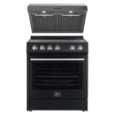Forno Espresso 2-Piece Appliance Package - 30-Inch Electric Range with 5.0 Cu.Ft. Electric Oven and Under Cabinet Range Hood in Black with Stainless Steel Trim (FBDL-002-02US)