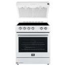 Forno Espresso 2-Piece Appliance Package - 30-Inch Electric Range with 5.0 Cu.Ft. Electric Oven and Under Cabinet Range Hood in White with Stainless Steel Trim (FBDL-002-03US)