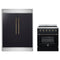 Forno 2-Piece Appliance Package - 30-Inch Electric Range & 60-Inch Refrigerator in Black with Antique Brass Trim