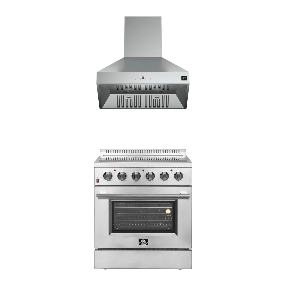 Forno 2-Piece Appliance Package - 30-Inch Electric Range and Wall Mount Range Hood in Stainless Steel