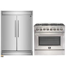 Forno 2-Piece Appliance Package - 36-Inch Dual Fuel Range and 60-Inch Built-In Refrigerator in Stainless Steel