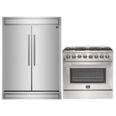 Forno 2-Piece Appliance Package - 36-Inch Dual Fuel Range  & 60-Inch Pro-Style Refrigerator in Stainless Steel