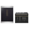 Forno 2-Piece Appliance Package - 48-Inch Dual Fuel Range & 60-Inch Refrigerator in Black with Antique Brass Trim