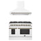 Forno Galiano 2-Piece Appliance Package - 48-Inch Dual Fuel Range & 48-Inch Wall Mount Range Hood in White with Antique Brass Trim