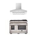 Forno 2-Piece Pro Appliance Package - 48-Inch Dual Fuel Range & Wall Mount Hood in Stainless Steel