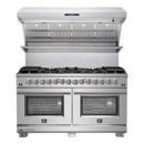 Forno 2-Piece Appliance Package - 60-Inch Dual Fuel Range and Wall Mount Range Hood in Stainless Steel