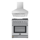 Forno 2-Piece Appliance Package - 30-Inch Dual Fuel Range with Air Fryer & Wall Mount Hood in Stainless Steel